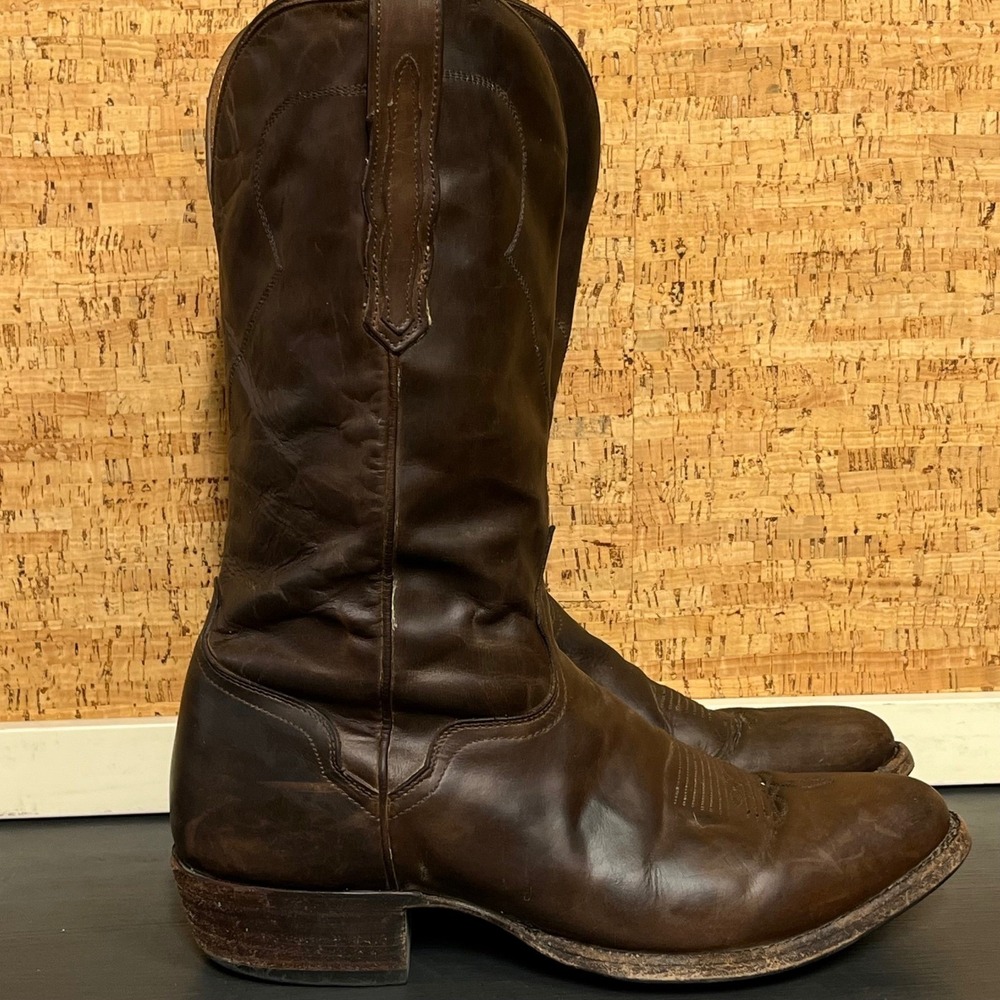 EL DORADO Western Cowboy Boots Dark Brown Leather Men Size‎ 12 Made in Mexico